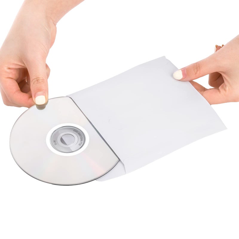 Fasmov 1,000 Pieces White Paper CD DVD Sleeves Envelope Holder with Clear Window and Flap - Image 4
